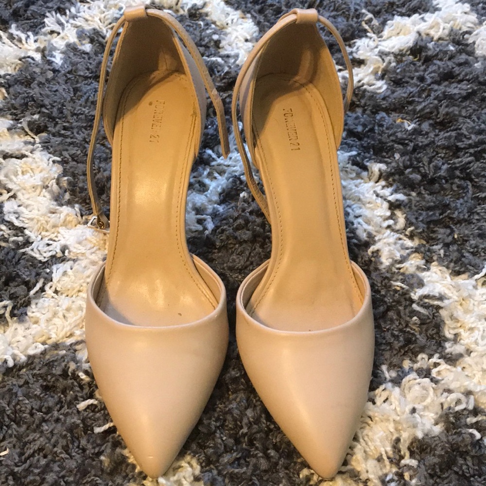 Forever 21 Strappy Nude, Pointy Heels